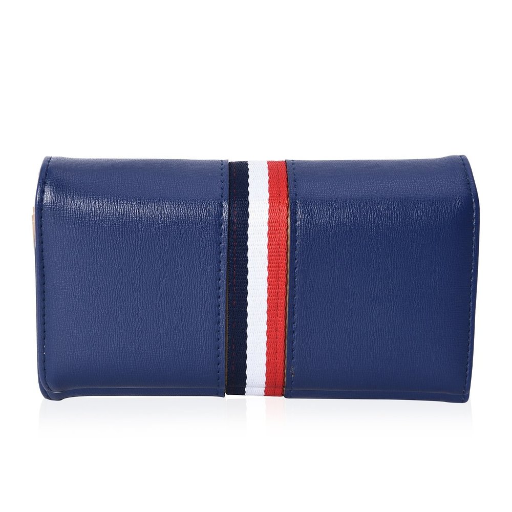 Blue w/Multi Color Stripe Pattern Polyester Wallet